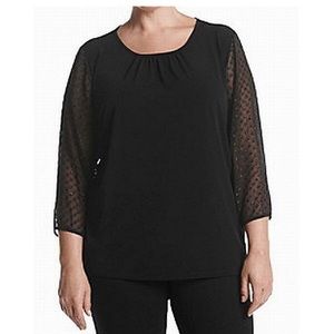 Kasper black women’s textured sleeves Blouse